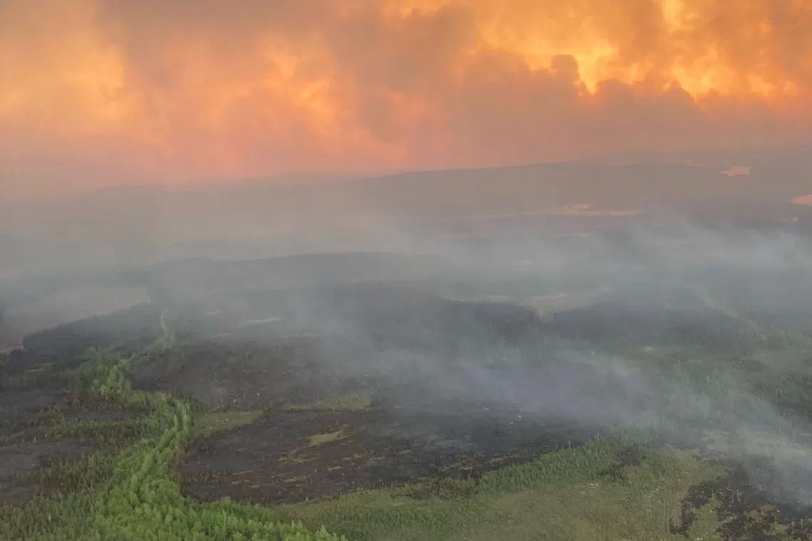 Wildfires in northern Quebec on June 5. Quebec authorities said the number of out-of-control fires has decreased. 