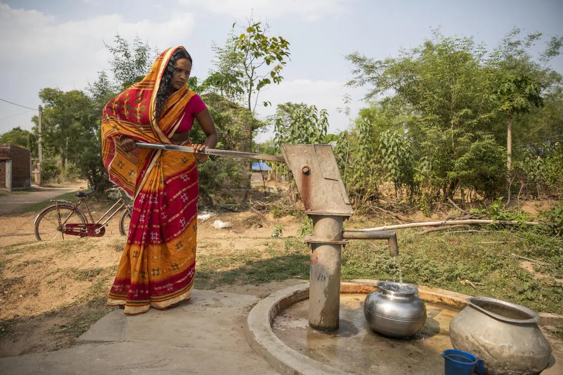 Ms Durga Mahato, who was accused of being a witch and barred from using the community tap closest to her home, in a village in the eastern state of Jharkhand, India.