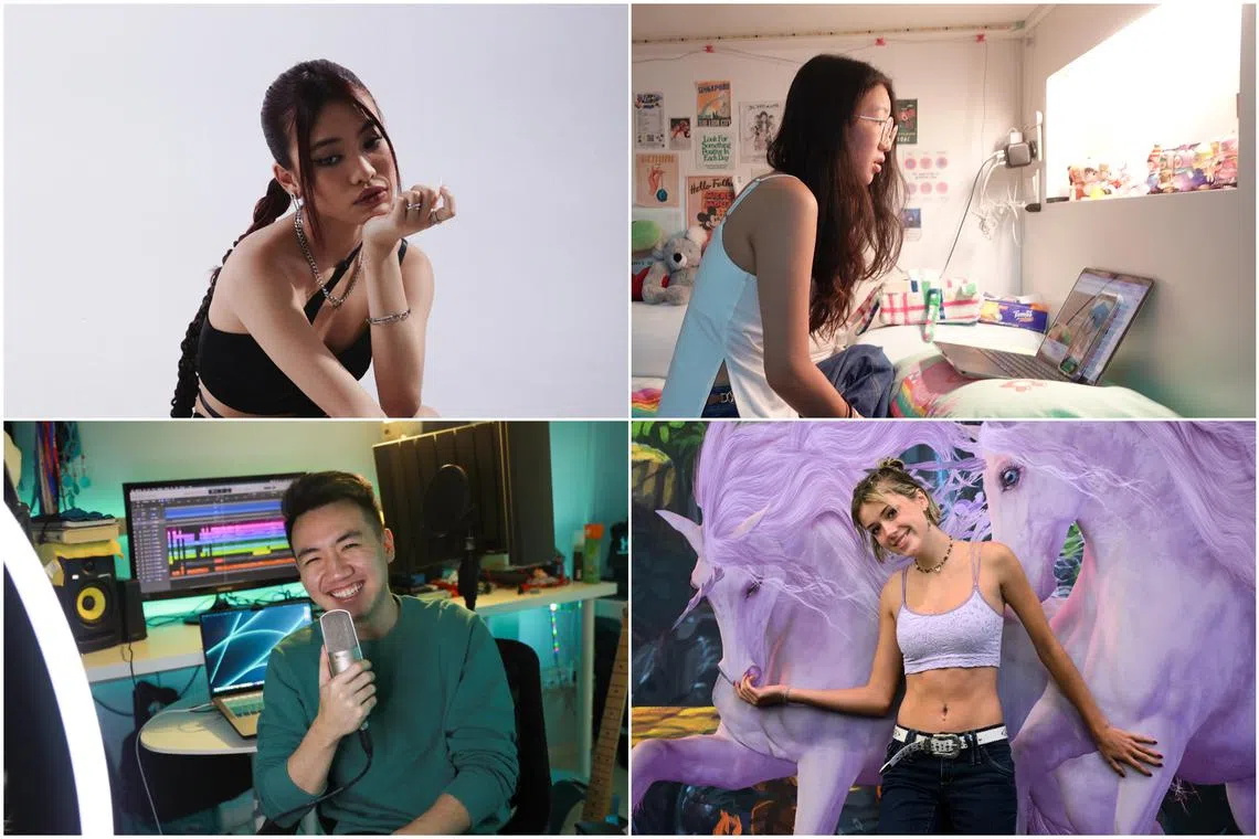 Gen Z singers and musicians (clockwise from top left) Haven, Emma, Kira Peace and Owen Li.