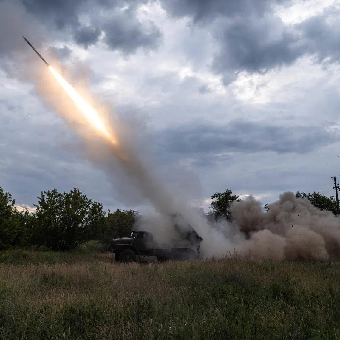Servicemen of the 93rd Kholodnyi Yar Separate Mechanized Brigade of the Ukrainian Armed Forces fire a BM-21 Grad multiple launch rocket system towards Russian troops, amid Russia's attack on Ukraine, near the frontline town of Kostiantynivka, Ukraine, June 4, 2026. Iryna Rybakova/Press Service of the 93rd Kholodnyi Yar Separate Mechanized Brigade of the Ukrainian Armed Forces/Handout via REUTERS ATTENTION EDITORS - THIS IMAGE HAS BEEN SUPPLIED BY A THIRD PARTY.