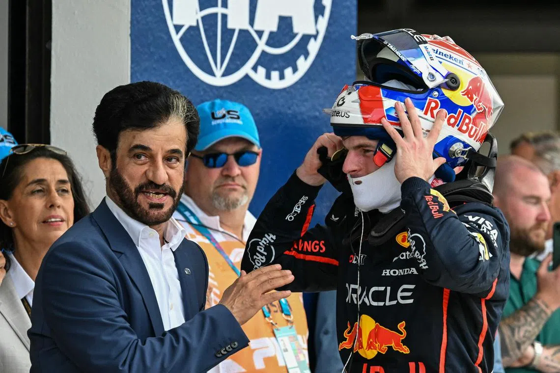FIA president Mohammed Ben Sulayem (left) has been at loggerheads with racing drivers over a crackdown on bad language during events..