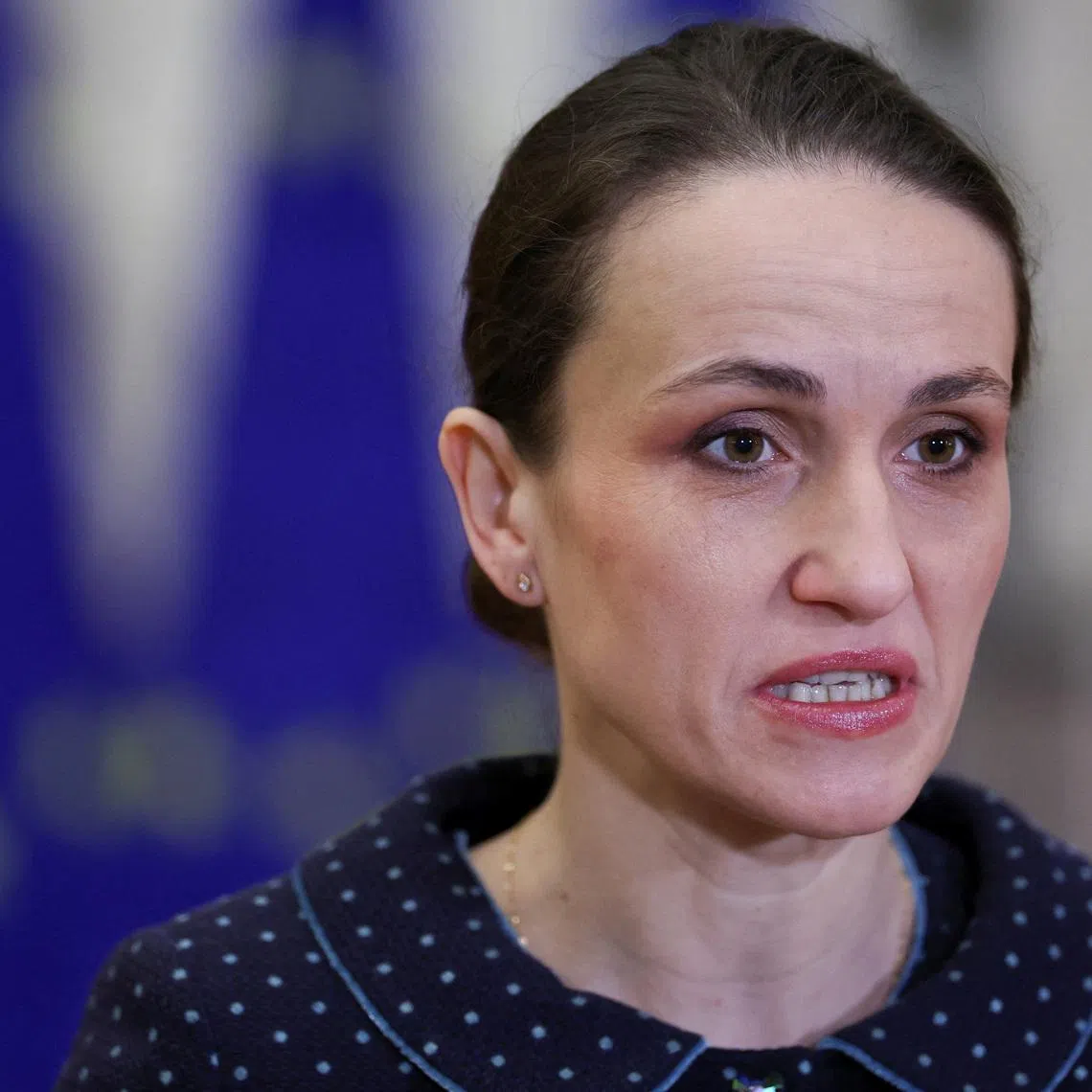 FILE PHOTO: Romania's Foreign Minister Oana-Silvia Toiu speaks on the day she attends an EU Foreign Affairs Council in Brussels, Belgium December 15, 2025. REUTERS/Omar Havana/File Photo