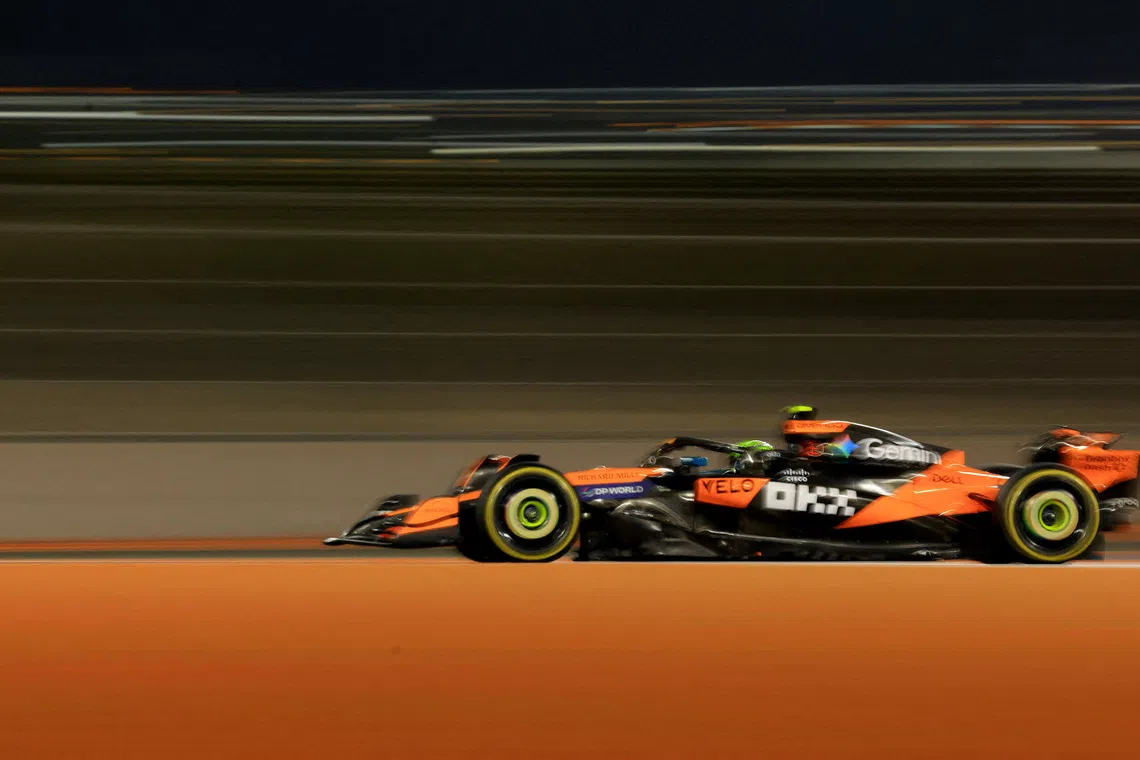 Formula One F1 - Qatar Grand Prix - Lusail International Circuit, Lusail, Qatar - November 29, 2025 McLaren's Lando Norris in action during the sprint race REUTERS/Thaier Al-Sudani