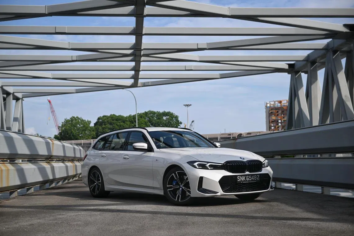 Interior and exterior of the BMW 330i Touring on Jun 7, 2023.