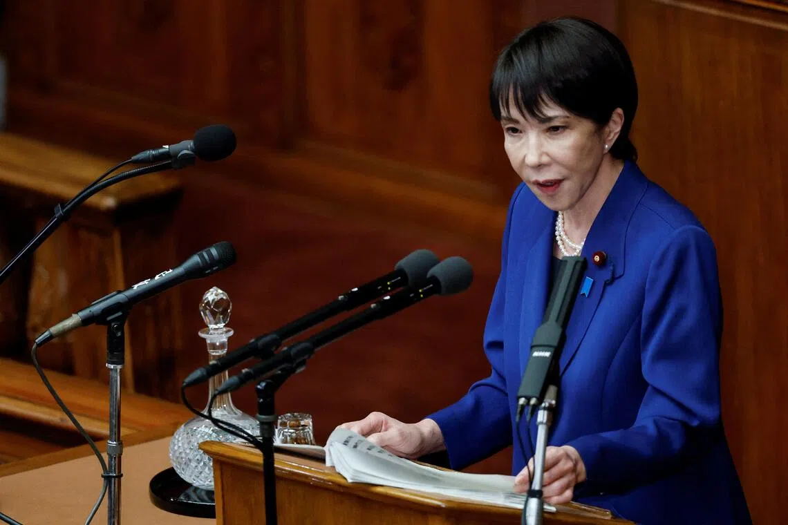 Japanese Prime Minister Sanae Takaichi pledged on Oct 24 to accelerate a defence buildup, in her first speech to Parliament since taking office.