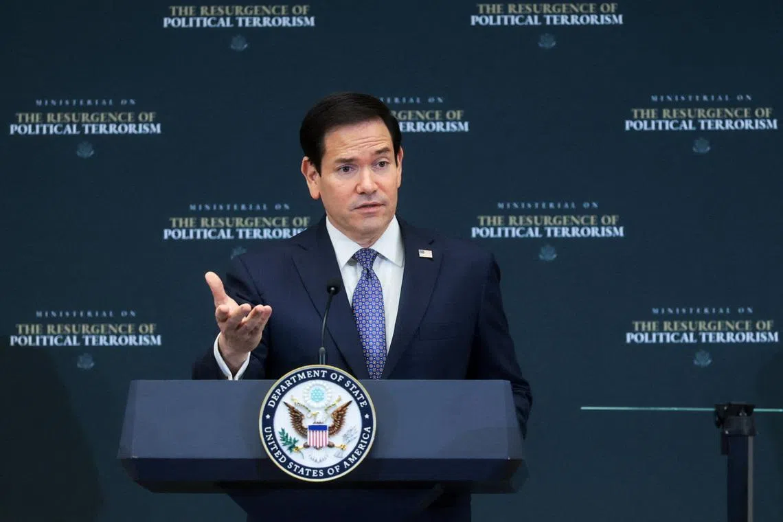 U.S. Secretary of State Marco Rubio speaks during a ministerial meeting on political violence, at the State Department in Washington, D.C., U.S., July 16, 2026. REUTERS/Jonathan Ernst