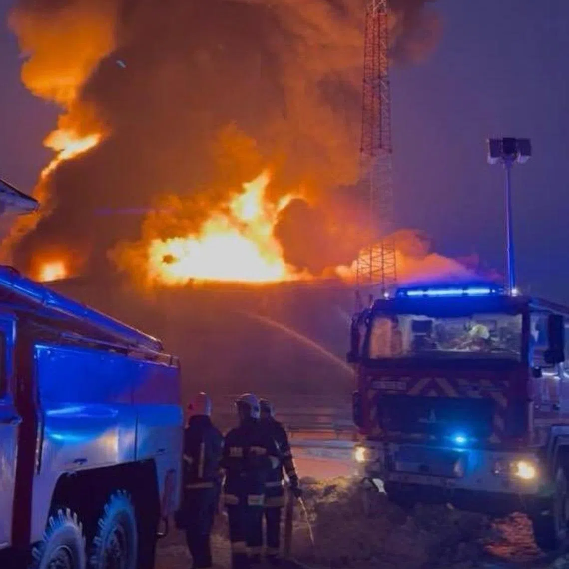 Ukrainian Foreign Minister Andrii Sybiha posted on X a photo of firefighters tackling a blaze following Russia's attack on the pipeline it uses to transport oil to Europe.