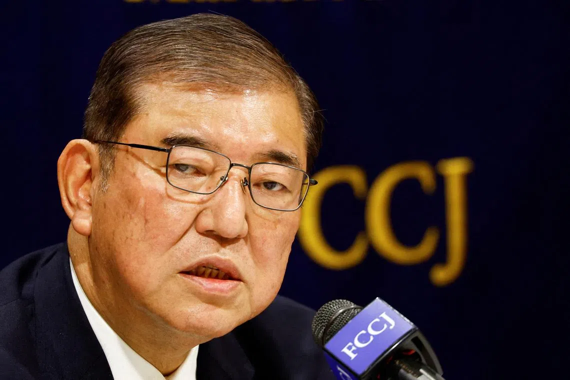 FILE PHOTO: Japanese former defense minister Shigeru Ishiba attends a press conference ahead of the Liberal Democratic Party (LDP) leadership election in Tokyo, Japan, September 6, 2024. REUTERS/Kim Kyung-Hoon/File Photo
