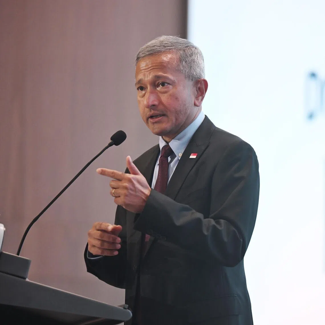 Foreign Minister Vivian Balakrishnan speaking at the opening of the Asia-Pacific Programme for Senior National Security Officers on April 21.