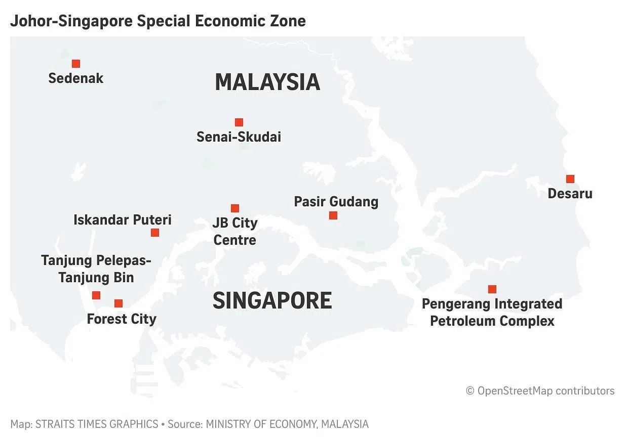 Map of Johor-Singapore Special Economic Zone.