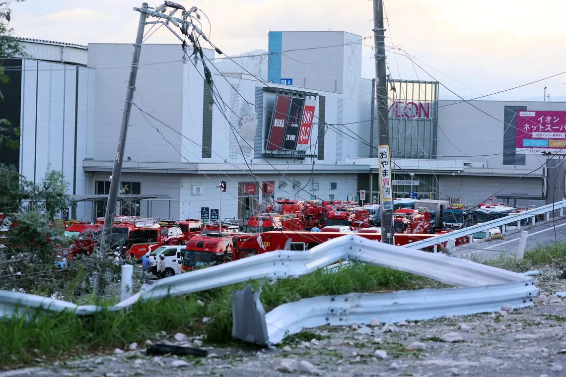 The heavily damaged Aeon Mall Kumamoto building in Kashima, Kumamoto Prefecture, southwestern Japan, on July 29.