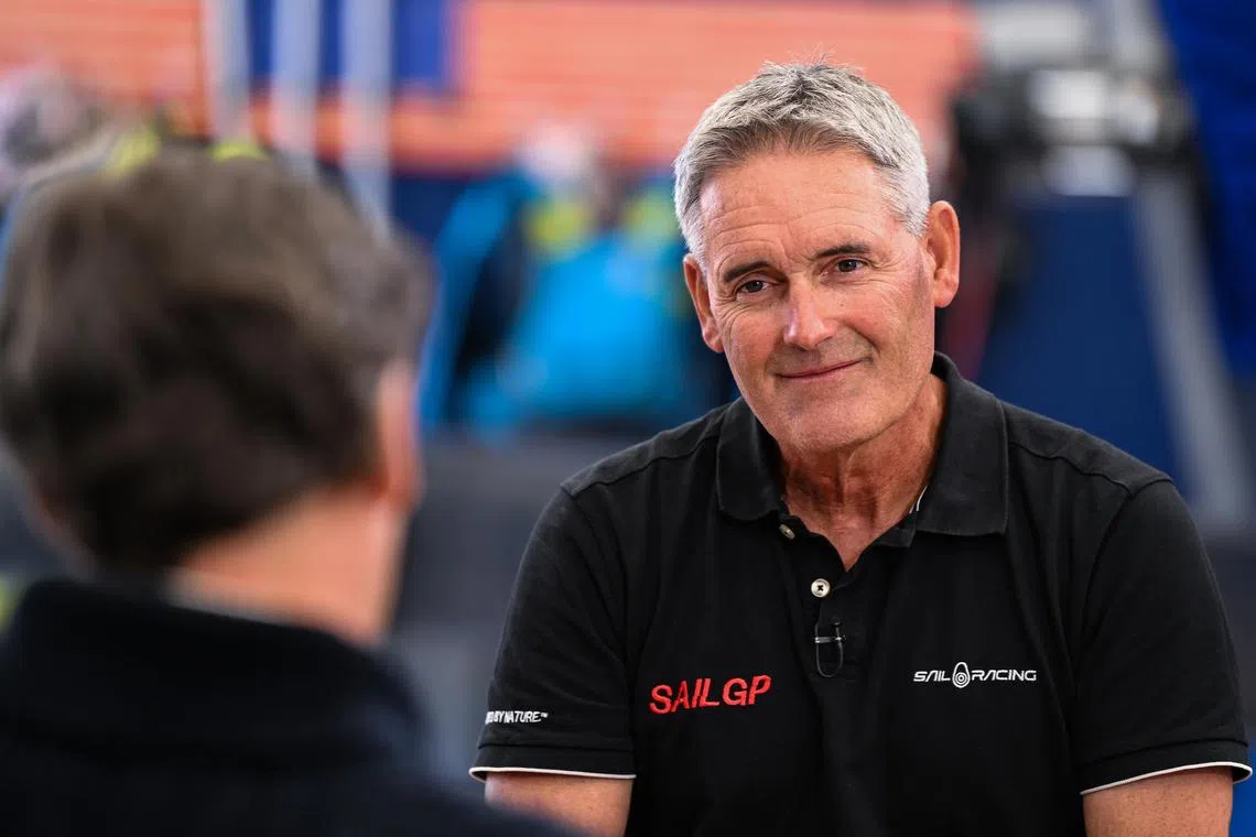 SailGP CEO Russell Coutts being interviewed.