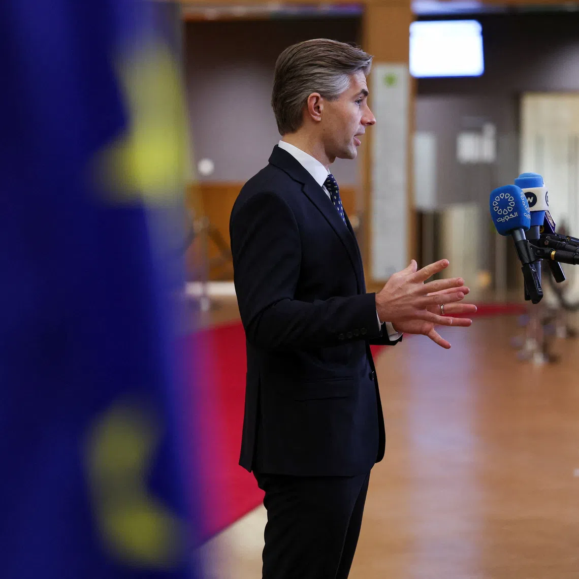 Lithuania's Foreign Minister Kestutis Budrys speaks on the day he attends an EU Foreign Affairs Council in Brussels, Belgium December 15, 2025. REUTERS/Omar Havana