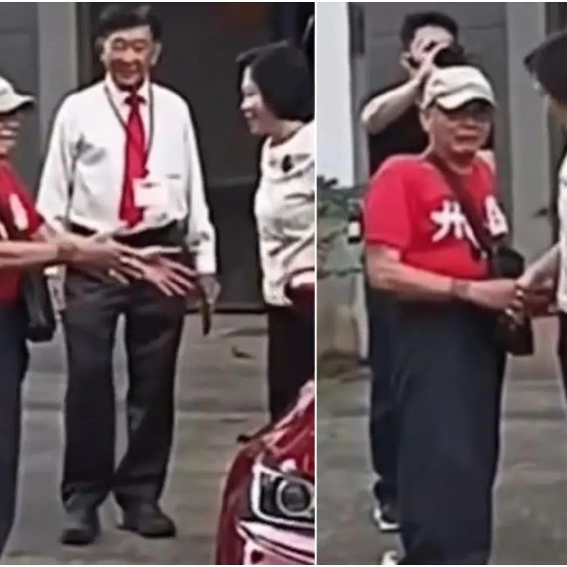 A video that recently made its rounds on the internet shows Minister Gan Siow Huang shaking the hand of another man she was being introduced to before shaking the hand of the man in the red shirt and those of the others.