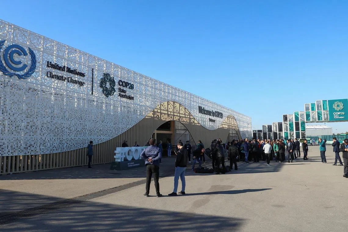 FILE PHOTO: A view shows the venue of the United Nations climate change conference, known as COP29, during a media tour ahead of the summit beginning in Baku, Azerbaijan November 8, 2024. REUTERS/Aziz Karimov/File Photo