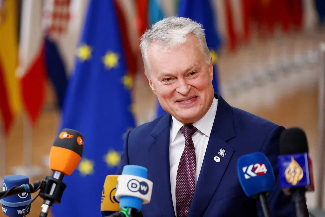 FILE PHOTO: Lithuania's President Gitanas Nauseda attends a European Union leaders summit in Brussels, Belgium October 17, 2024. REUTERS/Johanna Geron/File Photo