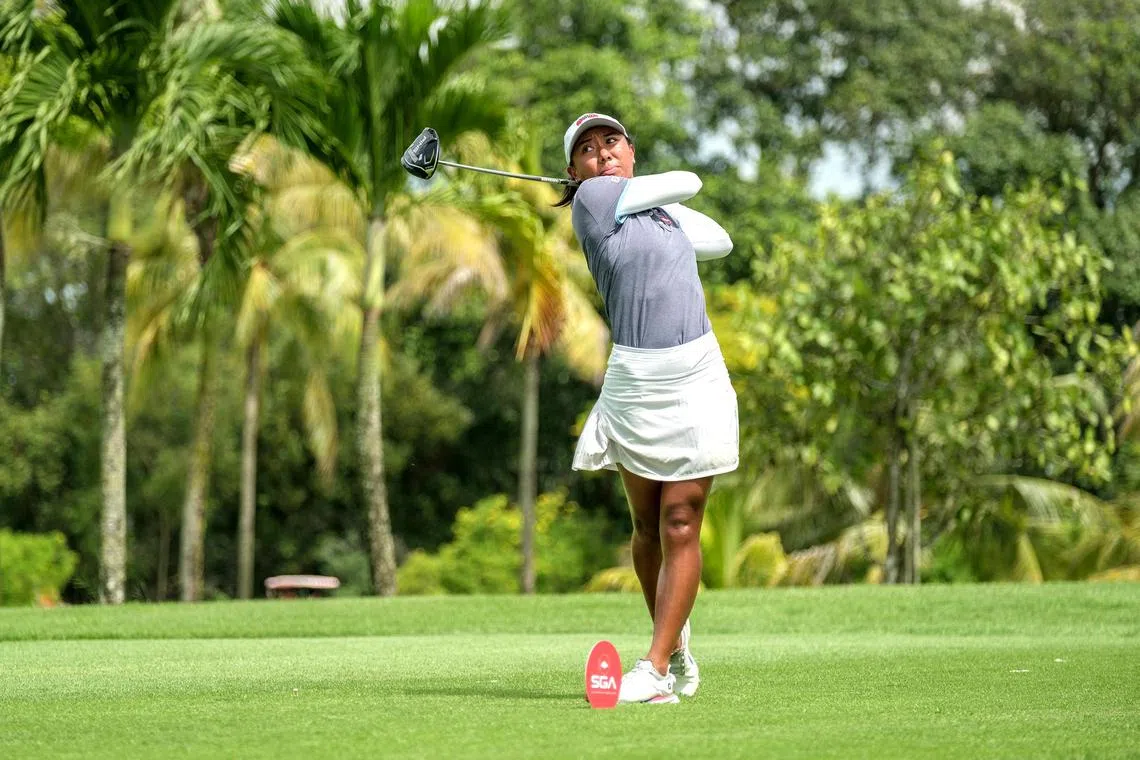 Singapore's Aloysa Atienza, 25, is in solo second and one shot behind Thailand's Pimpisa Rubrong in the women's Santi Cup.