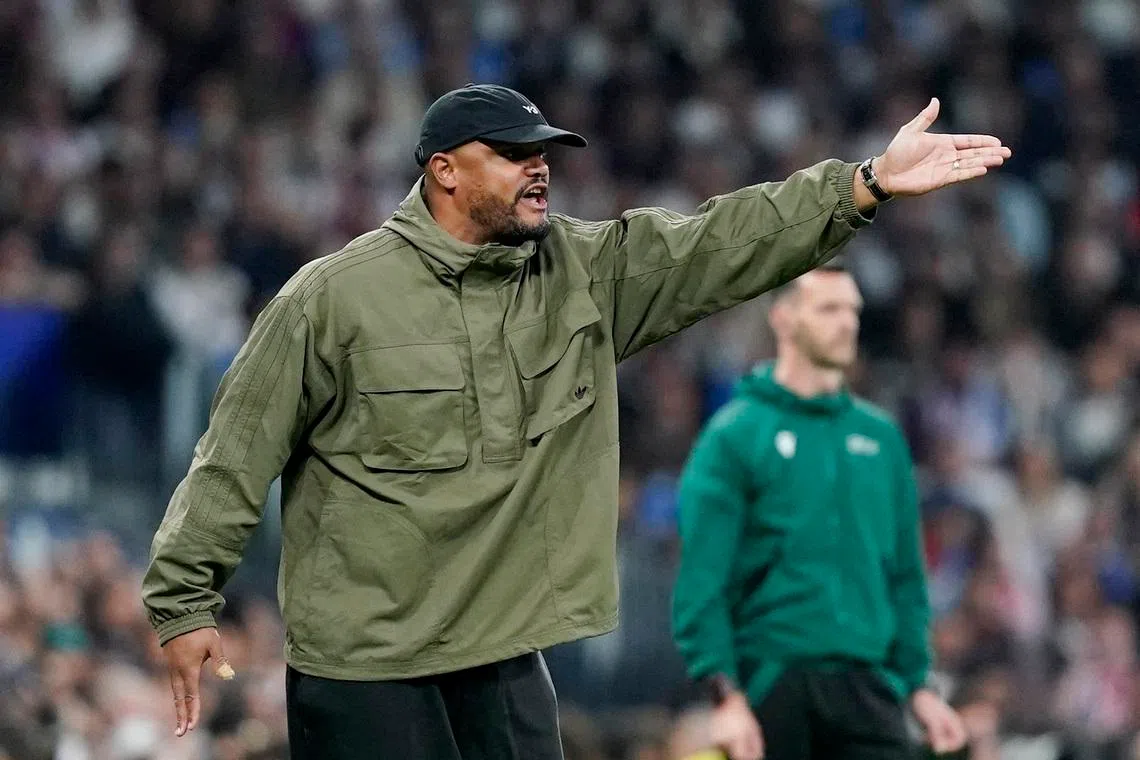 Soccer Football - UEFA Champions League - Quarter Final - First Leg - Real Madrid v Bayern Munich - Santiago Bernabeu, Madrid, Spain - April 7, 2026 Bayern Munich coach Vincent Kompany reacts REUTERS/Ana Beltran