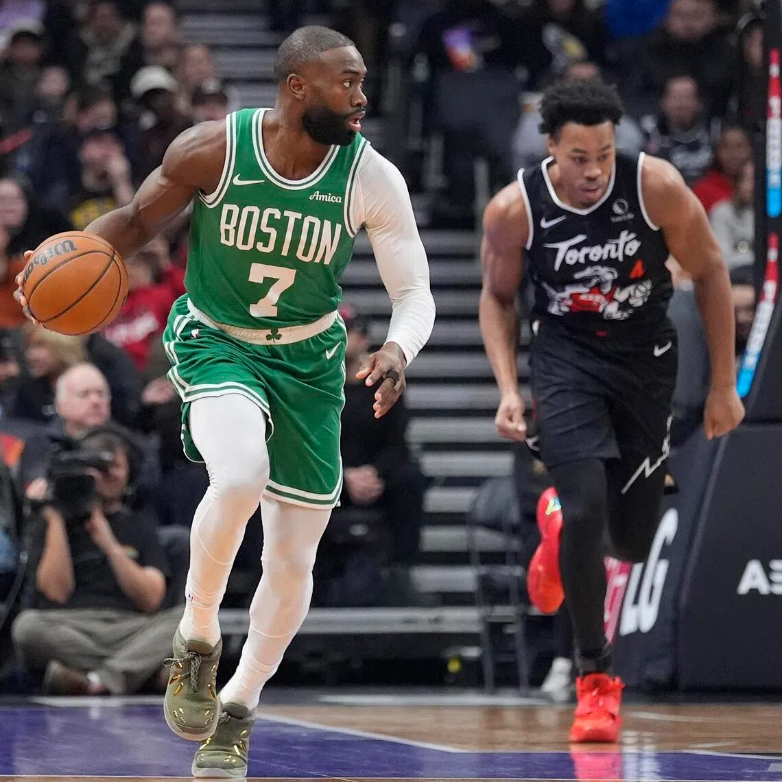 Boston Celtics forward Jaylen Brown in action during the first half of Boston's 121-113 NBA win over the Toronto Raptors on Dec 7.