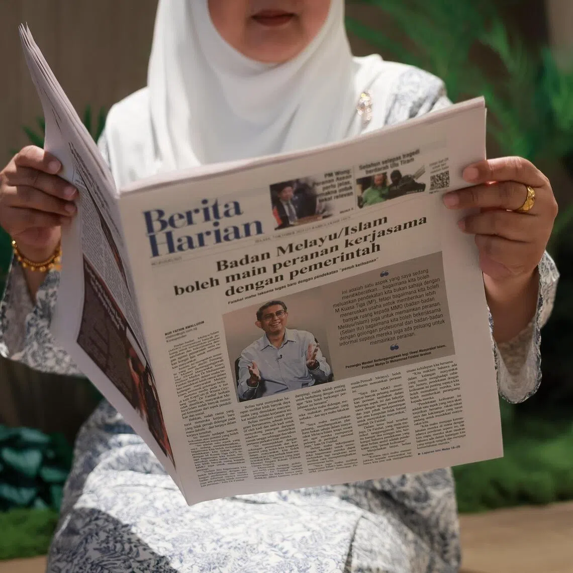 Berita Harian's new smaller format print newspaper, on Nov 6, 2025.