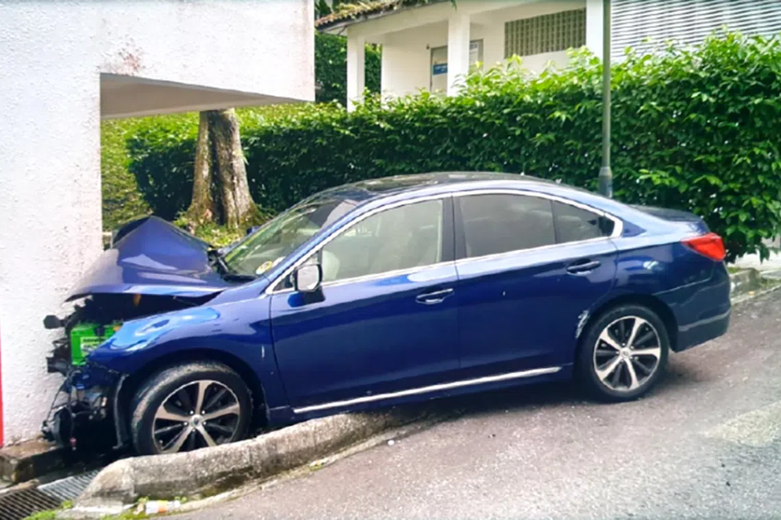 Samuel Gomes-Lim Jia’En crashed his car at his condominium complex in the Dairy Farm area, and later drank alcohol to interfere with the breathalyser test.