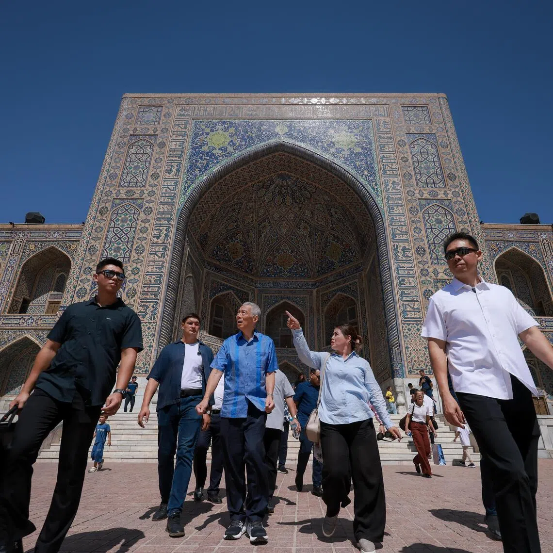 Senior Minister Lee Hsien Loong walked through Registan Square in Samarkand, Uzbekistan on Aug 30.