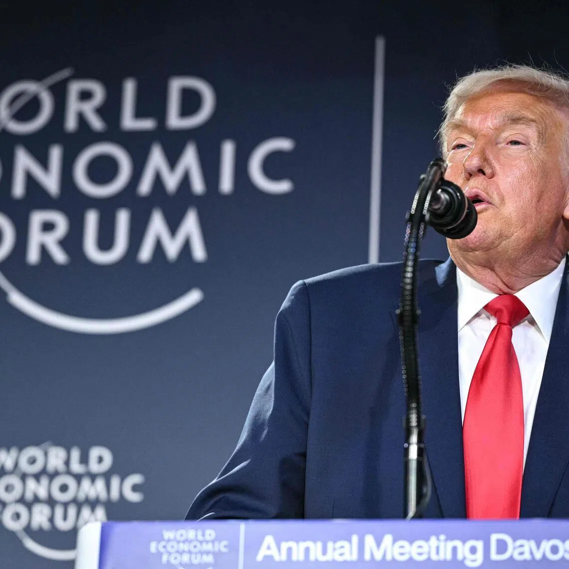 During his speech at Davos, US President Donald Trump, as he often does, frequently strayed from the written script scrolling on the teleprompters.