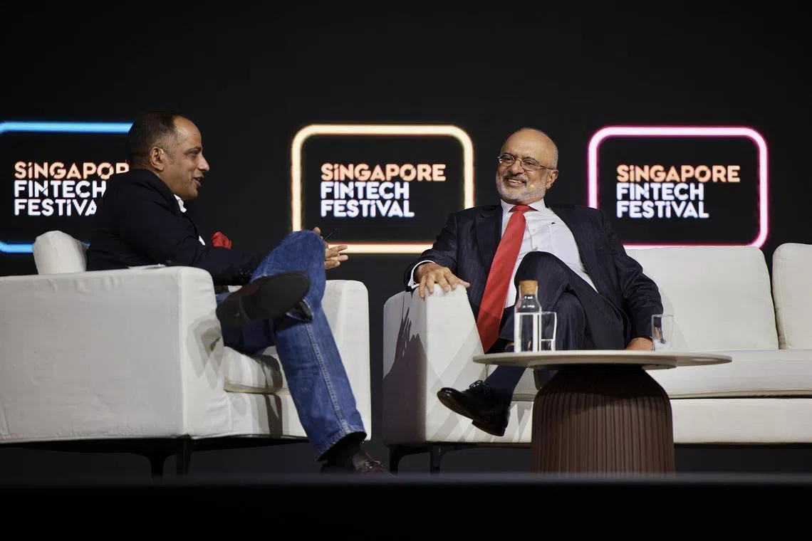 papiyush07 - (from left to right) Monetary Authority of Singapore chief fintech officer Sopnendu Mohanty and DBS chief executive Piyush Gupta. Credit: DBS