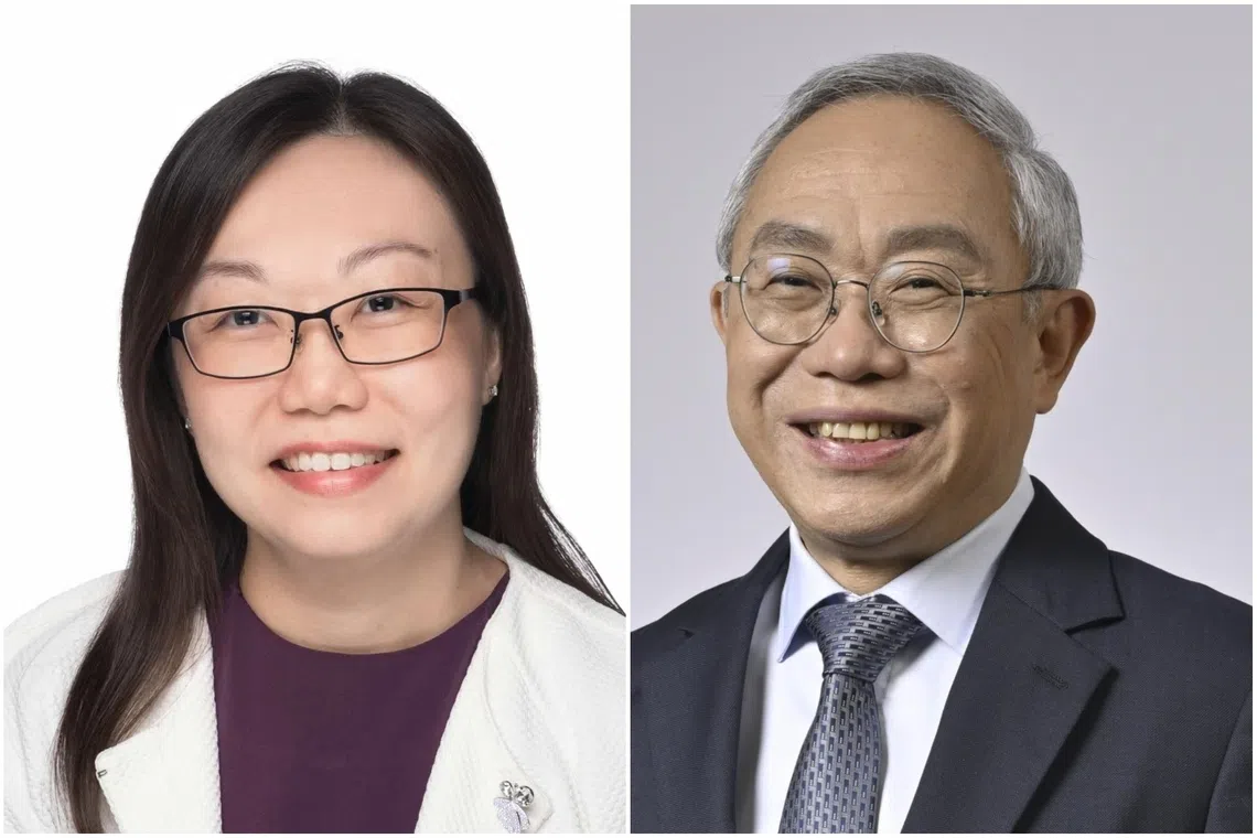 Sim Hui Ting (left) will succeed Desmond Chin as the next Commissioner of Charities and Executive Director of the Registry of Co-operative Societies.
