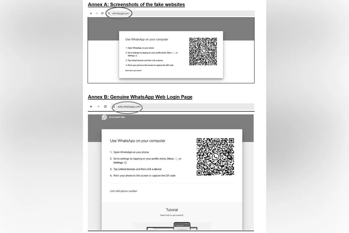 This scam works by leading users who intend to open WhatsApp on their browsers to fake, or phishing, web pages.