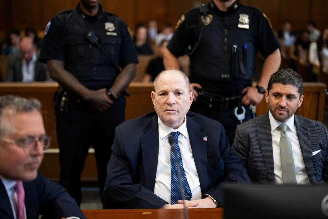 Former Hollywood film producer Harvey Weinstein appears in Manhattan Criminal Court in New York City, U.S., June 25, 2026.  Adam Gray/Pool via REUTERS