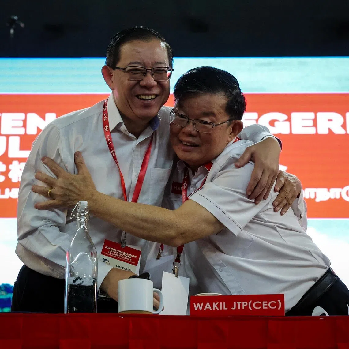 Penang Chief Minister Chow Kon Yeow (right) and predecessor Lim Guan Eng during happier times.