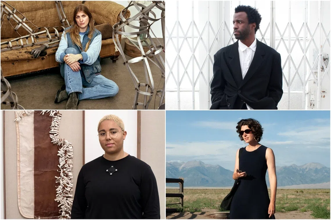 (Clockwise from top left) Turner Prize contenders Kira Freije, Simeon Barclay, Marguerite Humeau, and Tanoa Sasraku are exhibiting at the Middlesbrough Institute of Modern Art.