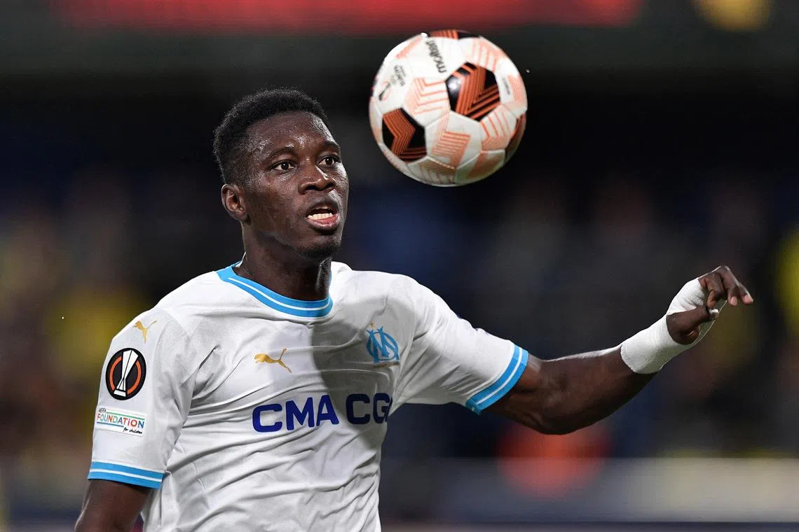 FILE PHOTO: Soccer Football - Europa League - Round of 16 - Second Leg - Villarreal v Olympique de Marseille - Estadio de la Ceramica, Villarreal, Spain - March 14, 2024 Olympique de Marseille's Ismaila Sarr in action REUTERS/Pablo Morano/File Photo