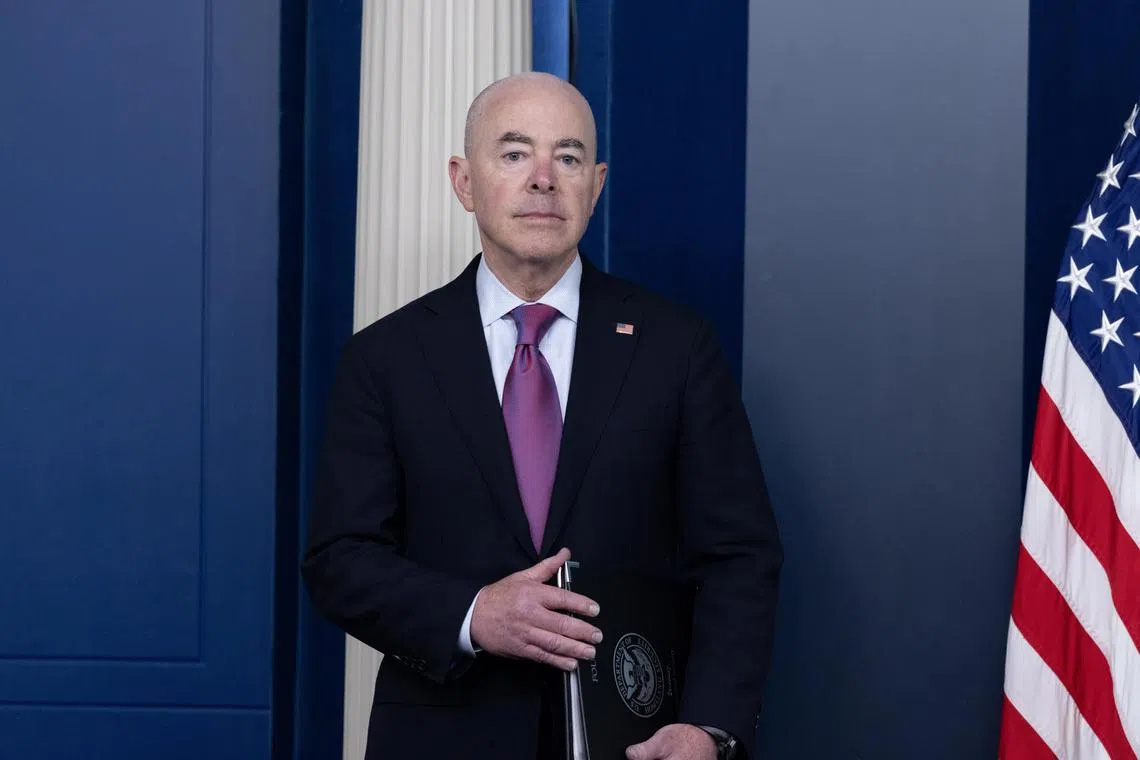 epa11480456 US Secretary of Homeland Security Alejandro Mayorkas participates in a news conference in the James Brady Press Briefing Room of the White House in Washington, DC, USA, 15 July 2024. Mayorkas spoke on the assassination attempt on former US President Trump at a rally on 13 July that left a shooting suspect and one bystander dead.  EPA-EFE/MICHAEL REYNOLDS