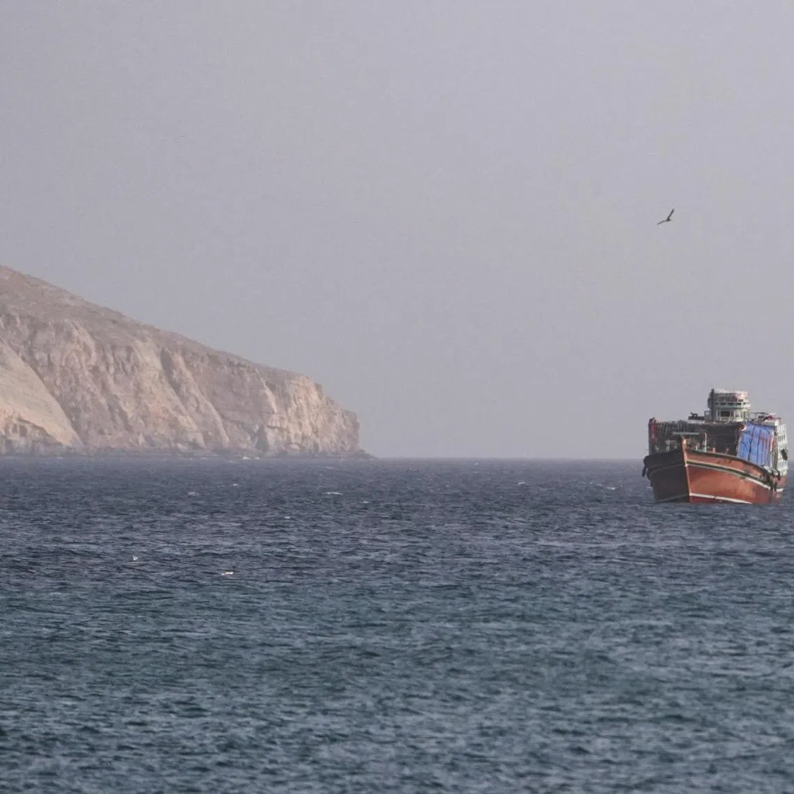 A vessel in the Strait of Hormuz, as seen from Musandam,Oman, on July 16.