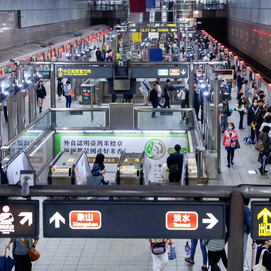 Commuters at a metro station in Taipei on Nov 11. A Chinese national used business or tourism as pretexts to visit Taiwan multiple times, the Taiwan High Prosecutors Office said.