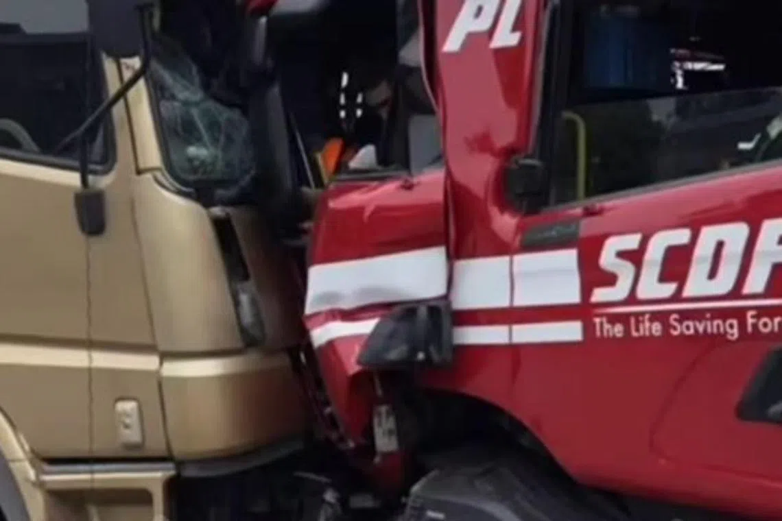 The fire engine was returning to the Sungei Kadut fire post after responding to a fire in the area, which turned out to be a false alarm.