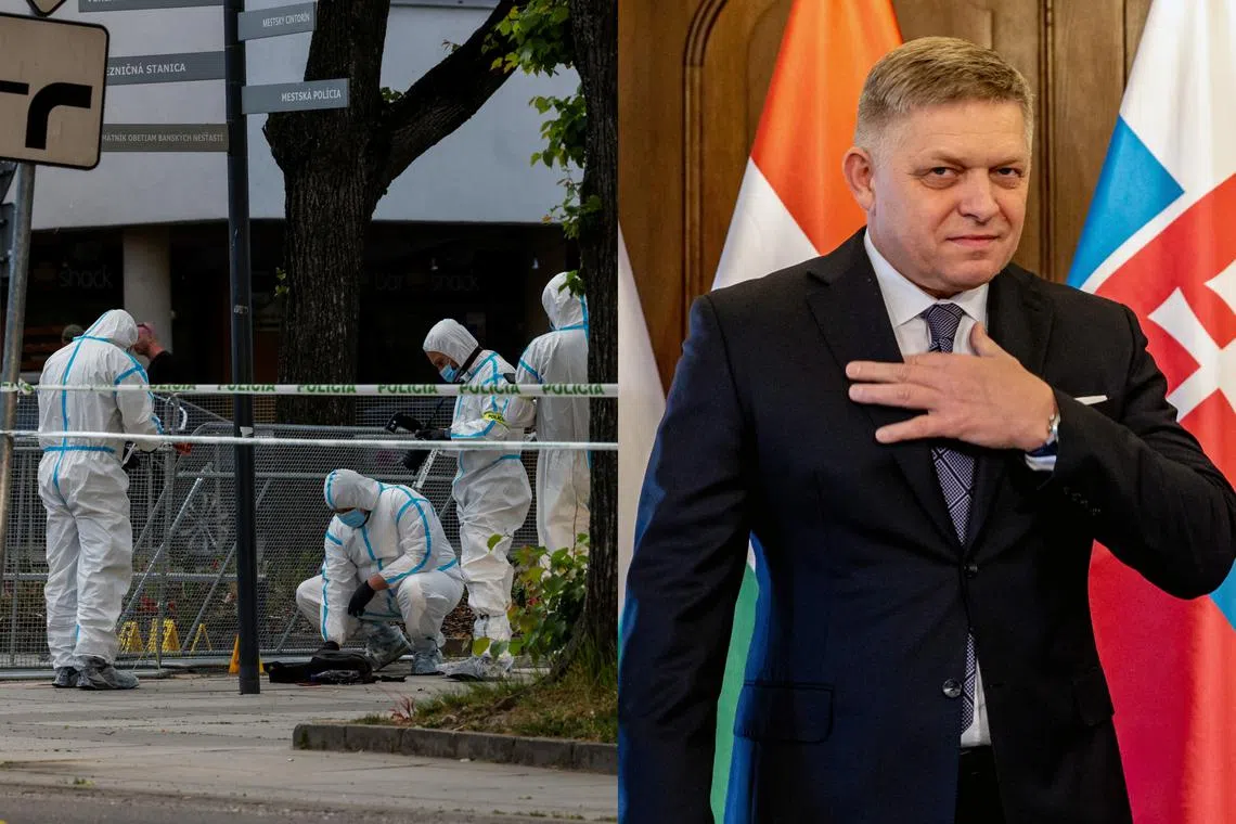 Slovak Prime Minister Robert Fico was able to speak "a few sentences" on May 16, but was still "critical" after being shot five times the previous day. 