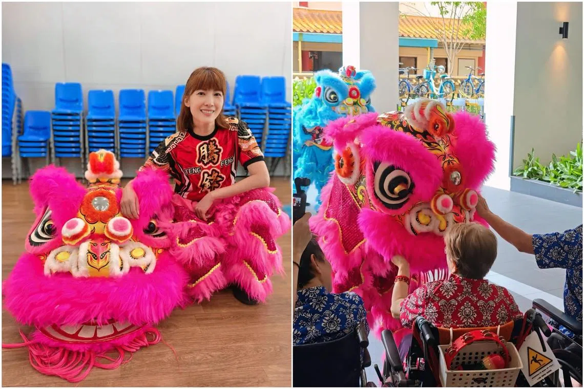 Jeanette Aw performed at a nursing home after a three-hour crash course on lion dance.