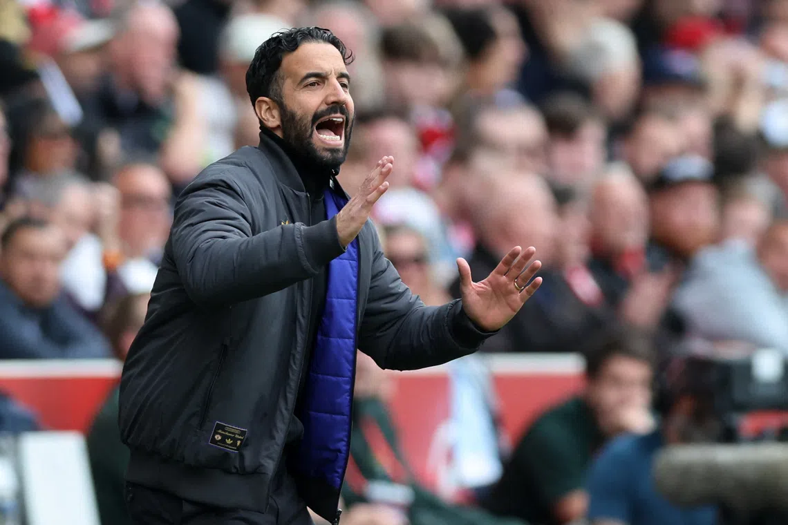 Soccer Football - Premier League - Brentford v Manchester United - GTech Community Stadium, London, Britain - September 27, 2025 Manchester United manager Ruben Amorim reacts REUTERS/David Klein