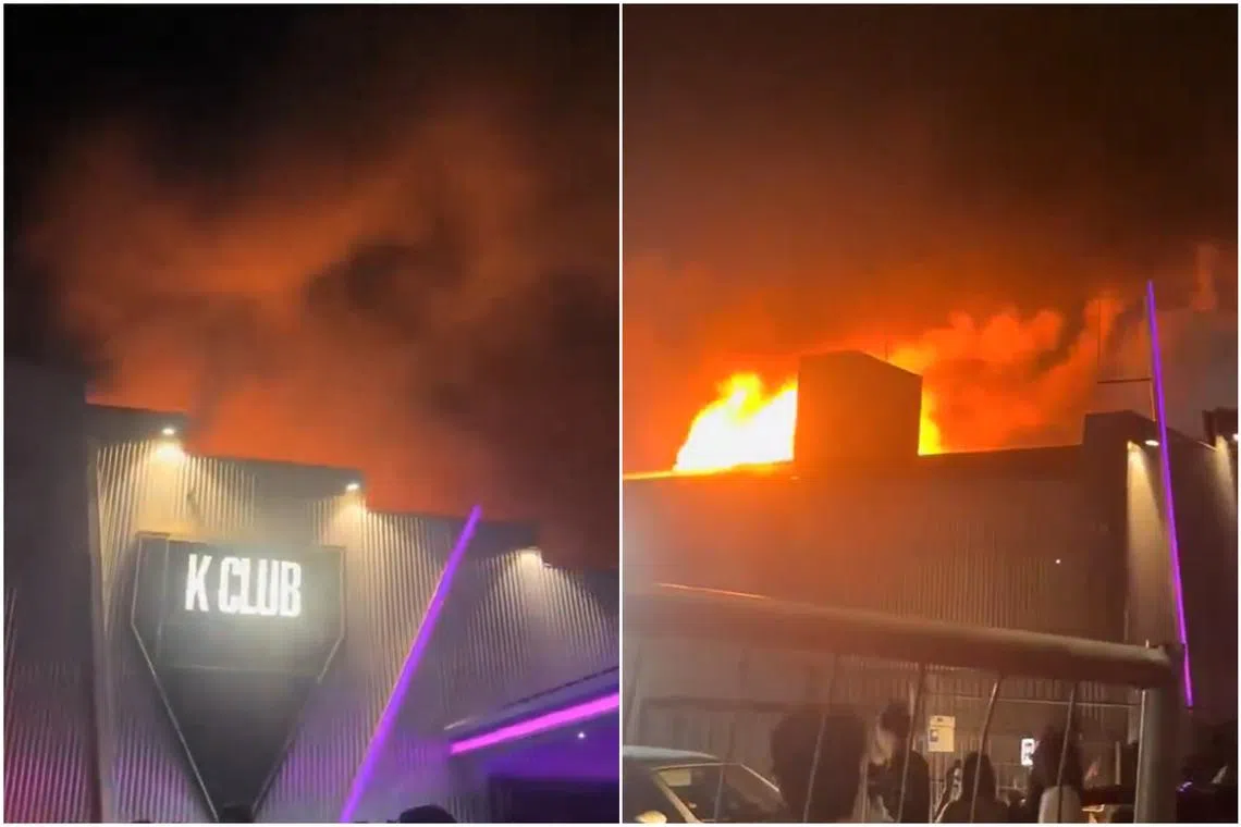 Videos posted on social media showed a huge fire on the roof of the nightclub, which is located in an industrial area of the city.
