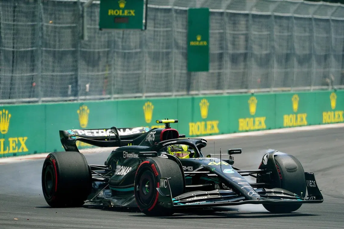 Mercedes driver Lewis Hamilton during practice at the Miami Grand Prix.