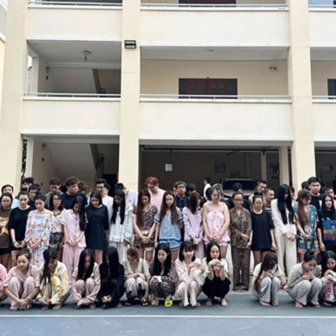 A total of 65 people, including four Singaporeans, four Malaysians and two Taiwanese, were arrested for allegedly operating a drug trafficking network.