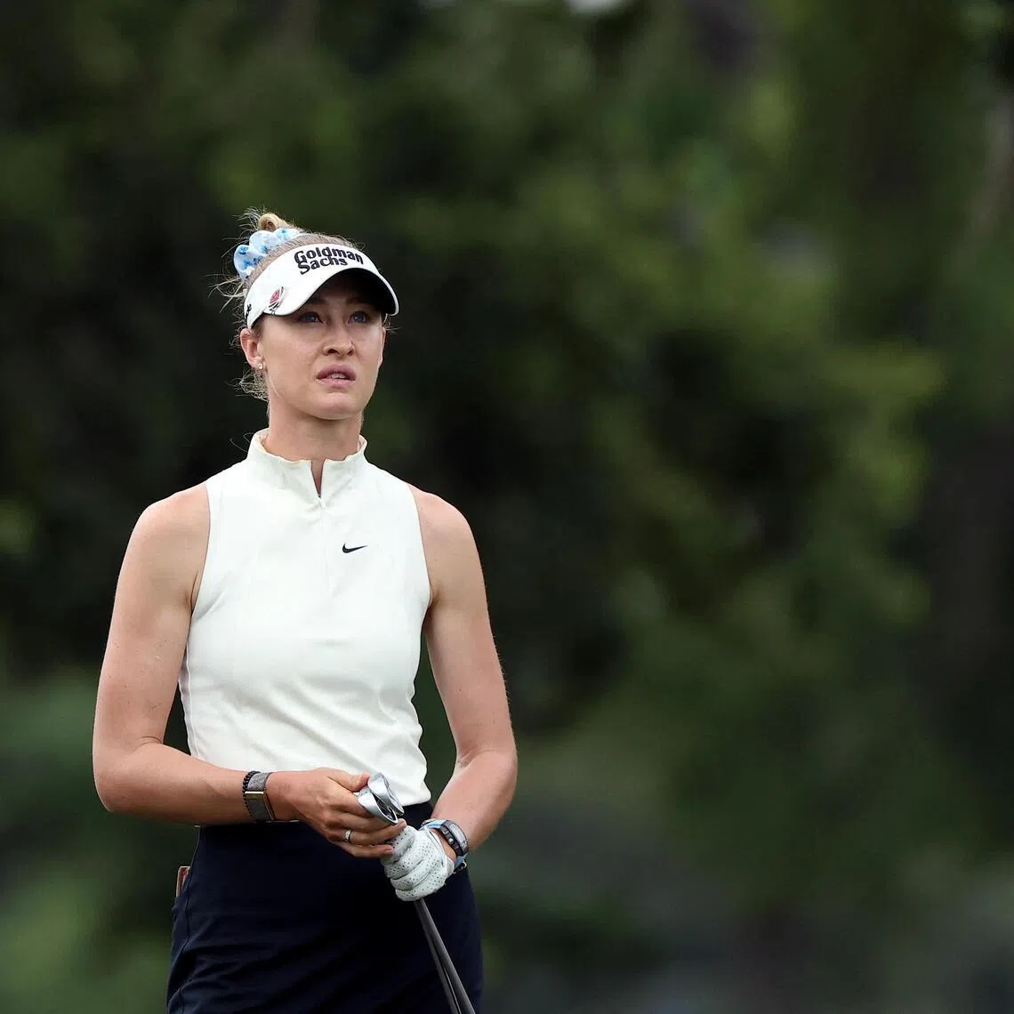 Nelly Korda of the United States looks on from the fourth hole during the first round of The Chevron Championship.