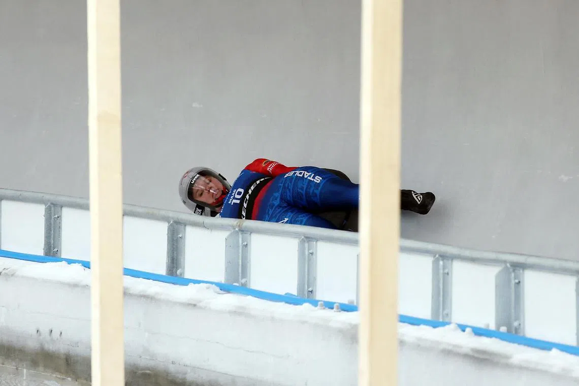 Austria's Lisa Schulte during a test run on the new Cortina sliding track.