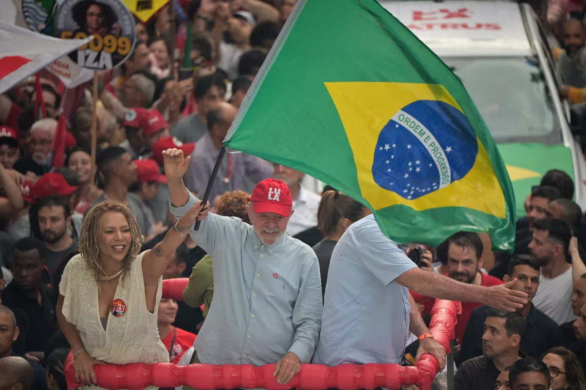 Brazilian President and Workers' Party (PT) candidate for reelection Luiz Inacio Lula da Silva attends a campaign rally, ahead of the general election, in Belo Horizonte, Brazil, October 2, 2026. REUTERS/Washington Alves