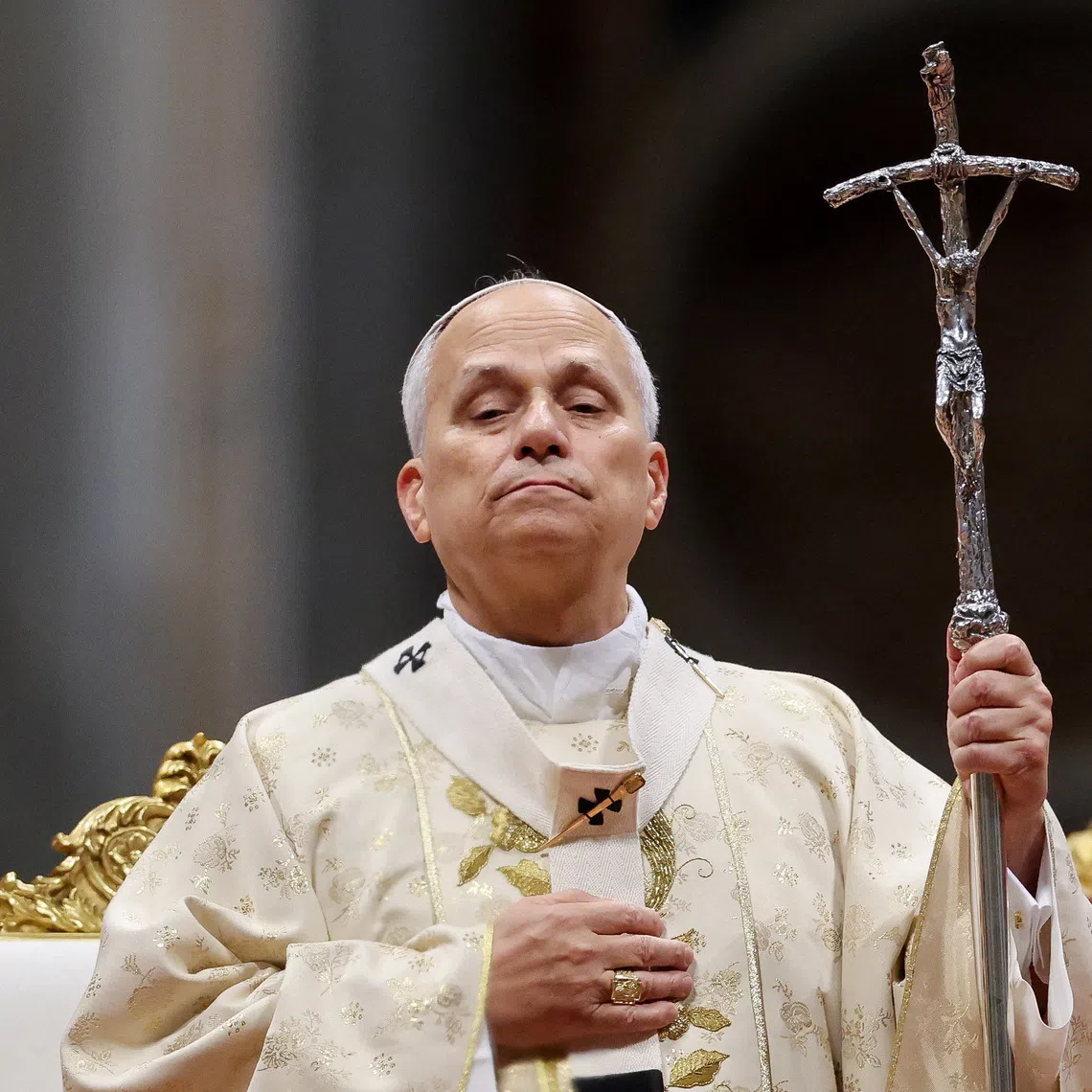 Pope Leo XIV celebrates Christmas Holy Mass in St. Peter's Basilica at the Vatican, December 25, 2025. REUTERS/Yara Nardi