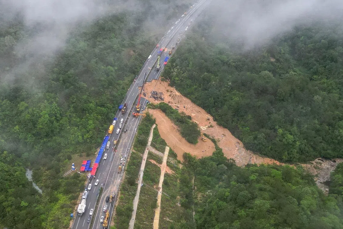 At least 36 people died after part of a highway collapsed due to heavy rain on May 1, state media said.  