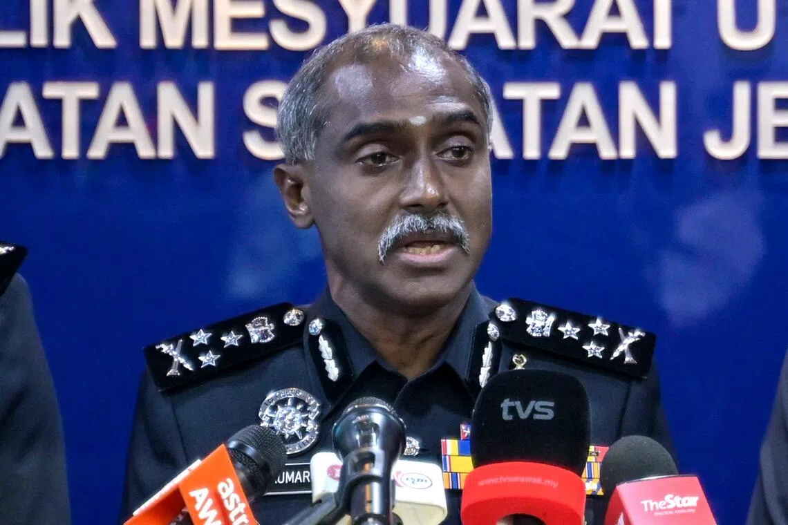 Bukit Aman Criminal Investigation Department Director M. Kumar speaking at a press conference in August.